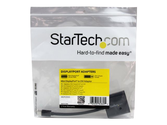 StarTech.com Mini DisplayPort to DVI Adapter - 1920x1200 - 1080p - Dongle - Monitor Adapter - Mini DisplayPort Adapter - Mini DP to DVI (MDP2DVI3) - DVI adapter - Mini DisplayPort (M) to DVI-I (F) - 17 cm - black