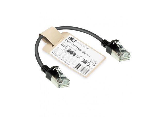 CAT7 S/FTP SLIMLINE BK 0.25M. 1 stk