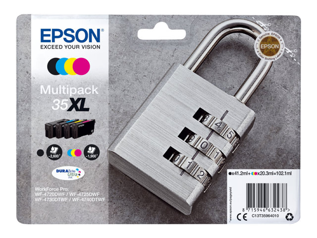 Epson 35XL Multipack - 4-pack - XL - black, yellow, cyan, magenta - original - ink cartridge - for WorkForce Pro WF-4720, WF-4720DWF, WF-4725DWF, WF-4730, WF-4730DTWF, WF-4740, WF-4740DTWF