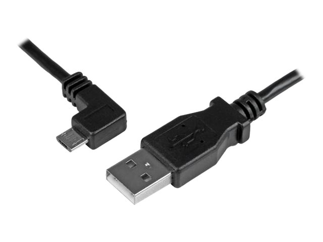 StarTech.com 1m 3 ft Micro-USB Charge-and-Sync Cable - Left-Angle Micro-USB - M/M - USB to Micro USB Charging Cable - 30/24 AWG (USBAUB1MLA) - USB cable - Micro-USB Type B (M) to USB (M) - USB 2.0 - 1 m - left-angled connector - black - for P/N: USB2PCARBK, USB2PCARBKS, USBEXTAA10BK, USBEXTAA6BK, USBLT2PCARW, USBUB2PCARB