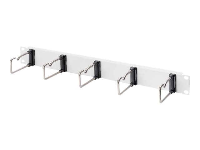 1U CABLE MANAGEMENT PANEL 5X STEEL RINGS 40X75 MM GREY (RAL 7035)