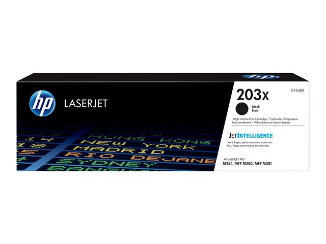 HP 203X - High Yield - black - original - LaserJet - toner cartridge (CF540X) - for Color LaserJet Pro M254dw, M254nw, MFP M280nw, MFP M281cdw, MFP M281fdn, MFP M281fdw