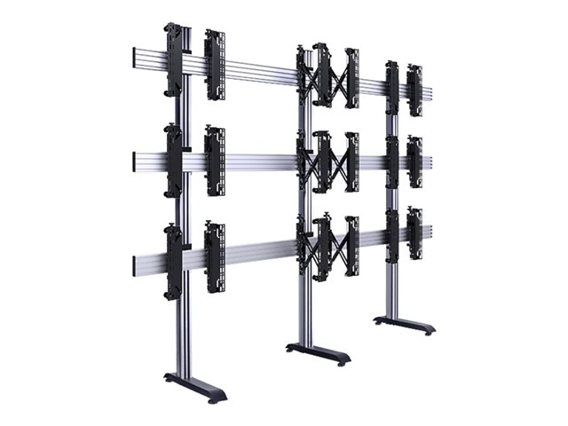 B-TECH System X BT8370 - Stand - for 3x3 video wall - black with black column - screen size: 46\"-55\" - mounting interface: up to 600 x 400 mm - free-standing