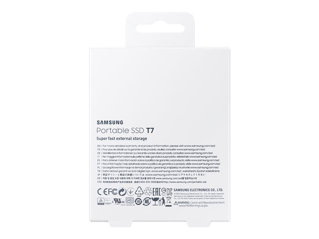 Samsung T7 MU-PC2T0H - Solid state drive - encrypted - 2 TB - external (portable) - USB 3.2 Gen 2 (USB-C connector) - 256-bit AES - indigo blue