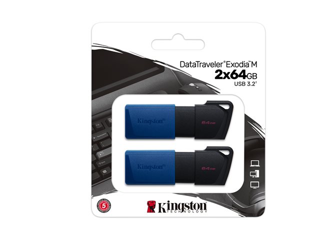 Kingston DataTraveler - USB flash drive - 64 GB - USB 3.2 Gen 1 (pack of 2)