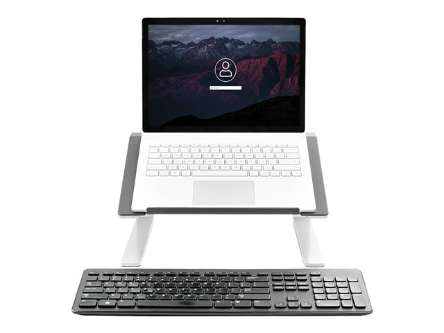 StarTech.com Adjustable Laptop Stand - Heavy Duty Steel & Aluminum - 3 Height Settings - Tilted - Ergonomic Laptop Riser for Desk (LTSTND) - Notebook stand - desktop - 17\" - black, silver