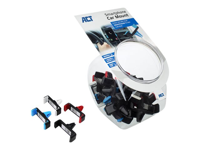 ACT AC9000 - Autohouder voor mobiele telefoon - aanpasbare breedte 5 - 8 cm - verschillende kleuren (pak van 25)
