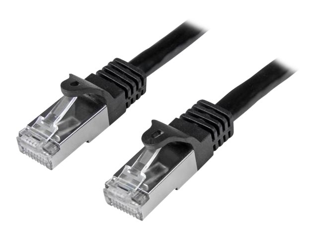 StarTech.com 2m CAT6 Ethernet Cable, 10 Gigabit Shielded Snagless RJ45 100W PoE Patch Cord, CAT 6 10GbE SFTP Network Cable w/Strain Relief, Black, Fluke Tested/Wiring is UL Certified/TIA - Category 6 - 26AWG (N6SPAT2MBK) - Patch cable - RJ-45 (M) to RJ-45 (M) - 2 m - SFTP - CAT 6 - molded, snagless - black