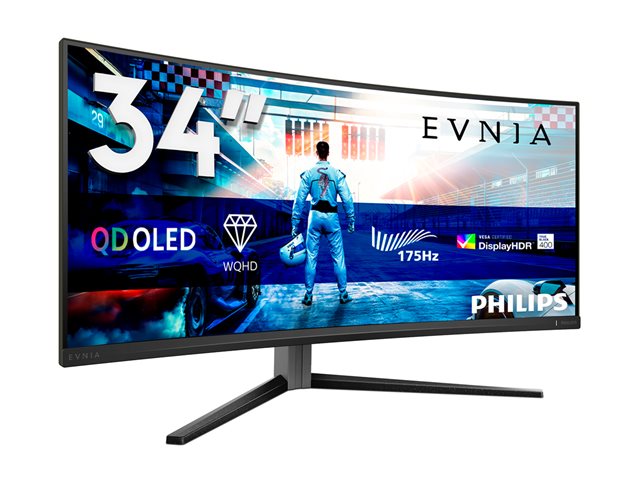 Philips Evnia 6000 34M2C6500 - OLED monitor - gaming - curved - 34\" - 3440 x 1440 WQHD @ 175 Hz - 1000 cd/m² - 1000000:1 - DisplayHDR 400 True Black - 0.03 ms - 2xHDMI, DisplayPort - dark slate