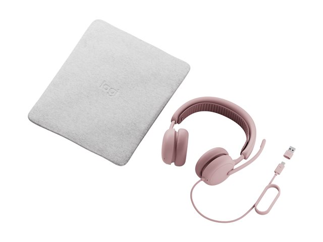 Logitech Zone Wired 2 - Headset - on-ear - wired - active noise cancelling - rose