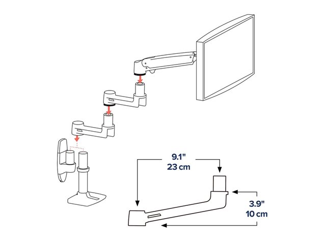 Ergotron - Mounting component (9\" extension arm) - aluminium - white - for P/N: 45-243-216, 45-246-026, 45-268-026, 45-269-009, 45-490-216, 45-537-216, 45-551-216