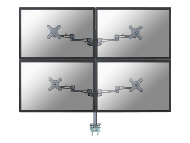 Neomounts FPMA-D935D4 - Mounting kit - full-motion - for 4 LCD displays - silver - screen size: 10\"-27\" - clamp mountable, desk-mountable