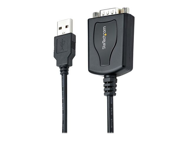 StarTech.com 3ft (1m) USB to Serial Cable with COM Port Retention, DB9 Male RS232 to USB Converter, Straight Through USB to Serial Adapter for PLC/Printer/Scanner - Prolific IC, Automatic Handshake, Windows/Mac OS - Serial adapter - USB - RS-232