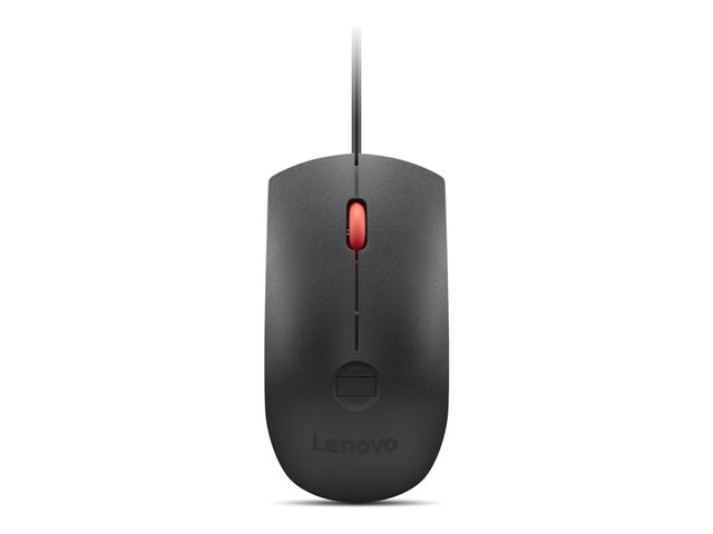 Lenovo - Mouse - optical - 3 buttons - wired - USB - black, red