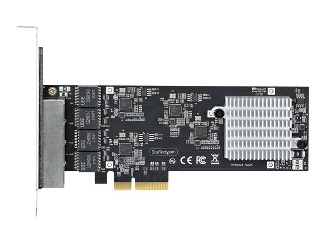 StarTech.com 4-Port 2.5Gbps NBASE-T PCIe Network Card, Intel I225-V Chip, Quad Port Computer Network Card, Multi-Gigabit NIC, PCI Express Server LAN Card, Desktop Ethernet Interface Card, PCI Express 2.0 (PR42GI-NETWORK-CARD) - Network adapter - PCIe 2.0 x4 - 10M/100M/1G/2.5 Gigabit Ethernet x 4 - black