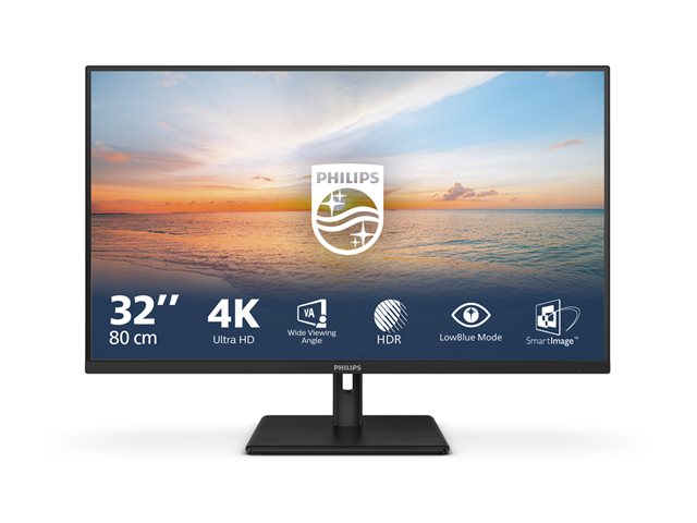 Philips 32E1N1800LA - 1000 Series - LED monitor - 32\" (31.5\" viewable) - 3840 x 2160 4K UHD (2160p) @ 60 Hz - VA - 300 cd/m² - 3500:1 - HDR10 - 4 ms - 2xHDMI, DisplayPort - speakers - black