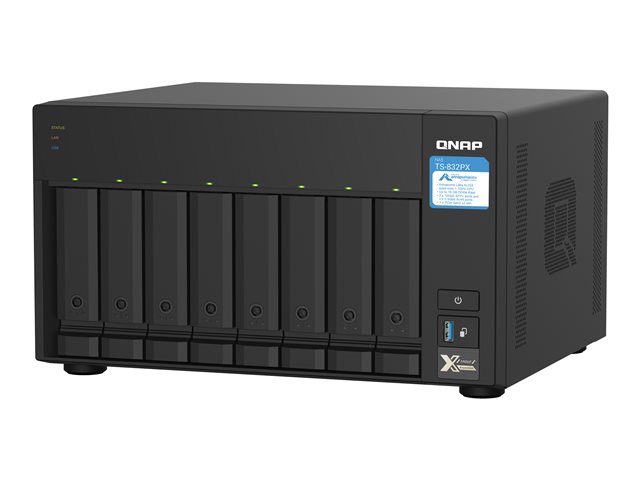 QNAP TS-832PX-4G - NAS server - 8 bays - SATA 6Gb/s - RAID RAID 0, 1, 5, 6, 10, 50, 60, JBOD - RAM 4 GB - Gigabit Ethernet / 2.5 Gigabit Ethernet / 10 Gigabit Ethernet - iSCSI support