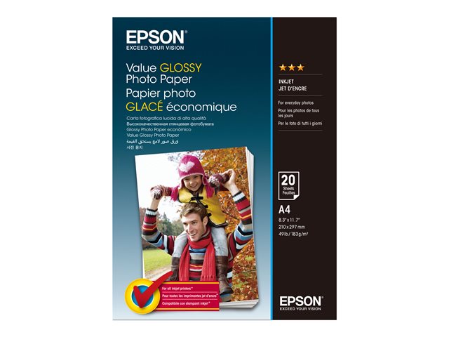 Epson Value - Glossy - A4 (210 x 297 mm) - 183 g/m² - 20 sheet(s) photo paper - for Expression Home XP-255, 257, 352, 355, 452, 455, Expression Home HD XP-15000