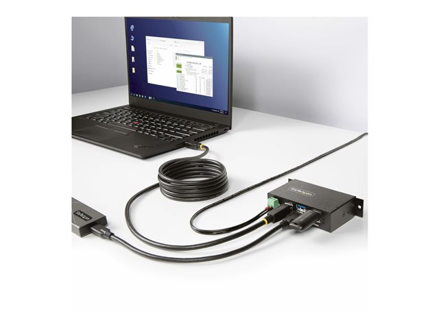 StarTech.com 4-Port Managed USB Hub with 4x USB-A, Heavy Duty with Metal Industrial Housing, ESD & Surge Protection, Wall/Desk/Din-Rail Mountable, USB 3.0/3.1/3.2 Gen 1 5Gbps - Hub - 3 x USB 3.2 Gen 2 + 1 x USB 3.2 Gen 1 - wall-mountable, desktop, DIN rail mountable - TAA Compliant