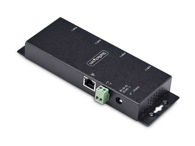 StarTech.com 4P Serial to Ethernet Adapter, IP LAN to RS232 DB9 Converter - Device server - 4 ports - 100Mb LAN, RS-232 - wall / DIN rail mountable - TAA Compliant - for P/N: AT925FM, GC9SF, SCNM9FF, SCNM9FM