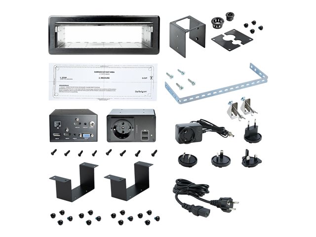 StarTech.com Conference Table Box for AV Connectivity & Power/Charging, 4K HDMI output w/ HDMI, DP, & VGA Inputs, GbE, Audio, Charging Station w/ 2x USB-A & 1x CE Certified EU Plug - Conference Room AV Connection (KITBXAVHDPEU) - Docking station - USB - VGA, HDMI, DP