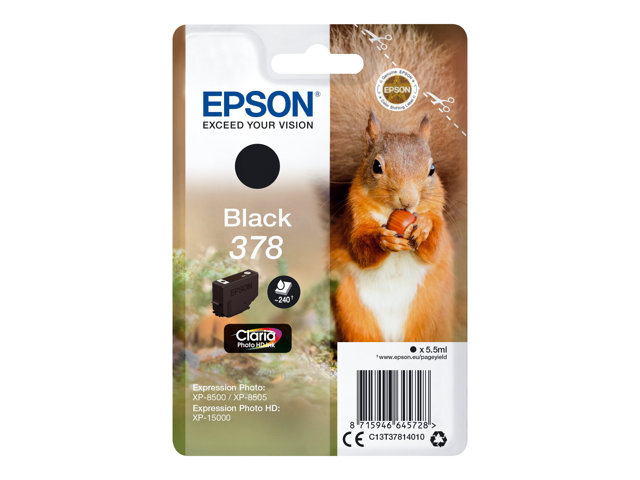 Epson 378 - 5.5 ml - black - original - blister - ink cartridge - for Expression Home XP-8605, 8606, Expression Home HD XP-15000, Expression Photo XP-8505, 8700