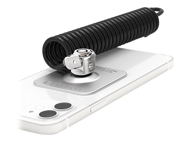 Compulocks Universal Tablet Lock with Keyed Coiled Cable Lock - Security cable lock plate for tablet - black