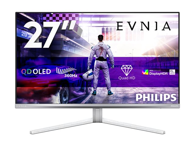 Philips Evnia 8000 27M2N8500 - OLED monitor - gaming - 27\" (26.5\" viewable) - 2560 x 1440 QHD @ 360 Hz - 1000 cd/m² - 1500000:1 - DisplayHDR 400 True Black - 0.03 ms - 2xHDMI, DisplayPort - speakers - white