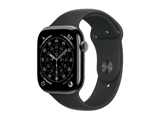 Apple Watch Series 11 GPS + Cellular 46mm Slate Titanium Case with Black Sport Band - M/L