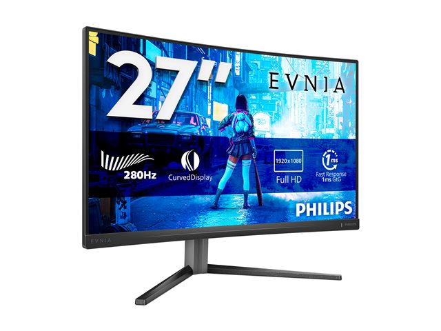 Philips Evnia 5000 27M2C5200W - LED monitor - gaming - curved - 27\" - 1920 x 1080 Full HD (1080p) @ 280 Hz - Fast VA - 300 cd/m² - 4000:1 - HDR10 - 0.3 ms - 2xHDMI, DisplayPort - dark slate