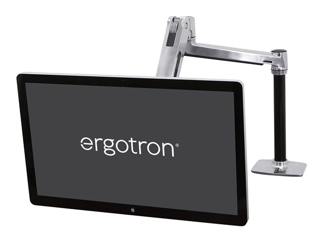 Ergotron LX HD Sit-Stand - Mounting kit (articulating arm, pole, VESA adapter, desk clamp base, grommet-mount base) - Constant Force Technology - for LCD display - polished aluminium - screen size: up to 49\"