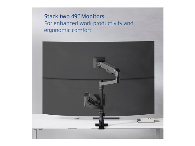 ACT - Mounting kit (monitor arm, pole mount) - for 2 LCD displays - aluminium, plastic, steel - black - screen size: 17\"-49\"