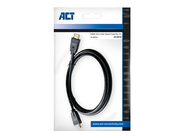 Ultra High Speed - HDMI-kabel - HDMI male naar HDMI male - 2 m - beschermd - zwart - gevormd, 8K ondersteuning