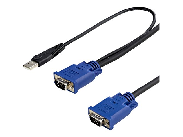 StarTech.com 15 ft 2-in-1 Ultra Thin USB KVM Cable - Video / USB cable - USB, HD-15 (VGA) (M) to HD-15 (VGA) (M) - 4.57 m - black - for P/N: CAB831HDU, RACKCONS1908, SV1631DUSBUK, SV565DUTPU, SV565UTPUL, SV831DUSBUK