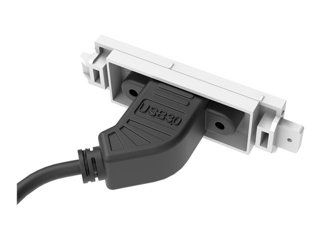 VISION Techconnect Modular AV Faceplate - LIFETIME WARRANTY - USB B (on front) to A module - \"A\" type socket on the rear and square \"B\" type socket on the front - USB 3.0 backward compatible with 2.0 - fixes into Techconnect surrounds - plastic - white