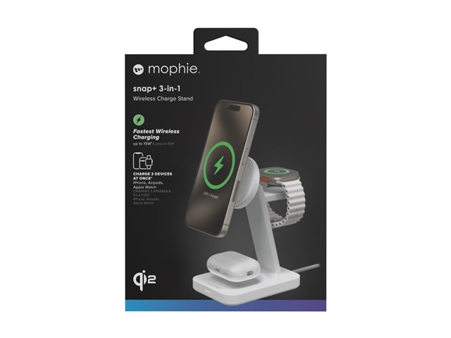 mophie Snap 3in1 Wrl Charge stand Qi2 Wh