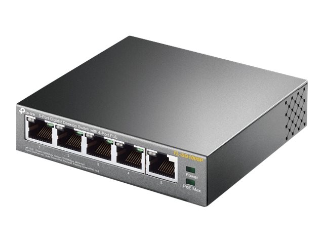 TP-Link TL-SG1005P - Switch - unmanaged - 4 x 10/100/1000 (PoE) + 1 x 10/100/1000 - desktop - PoE (56 W)