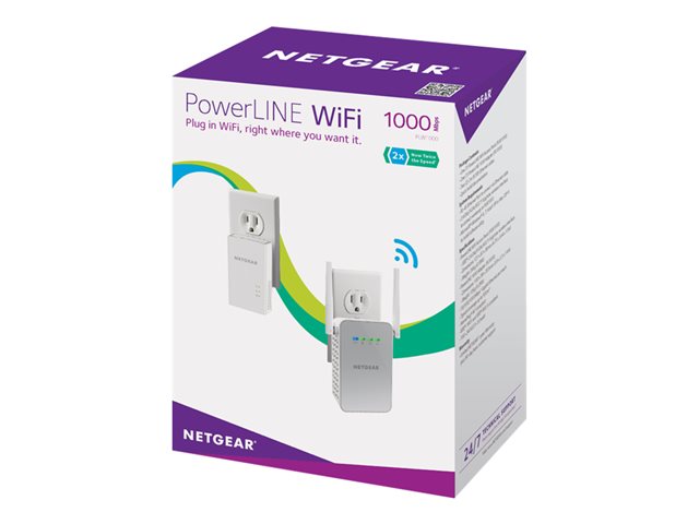 NETGEAR Powerline PLW1000 - Powerline adapter kit 1GbE, HomePlug AV (HPAV) 2.0, IEEE 1901 - Dual Band - wall-pluggable - with NETGEAR PowerLINE 1000 Adapter (PL1000)