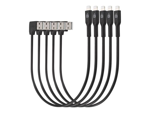 Kensington Charge & Sync Cable - Lightning cable - USB male to Lightning male - 20 cm - black (pack of 5)