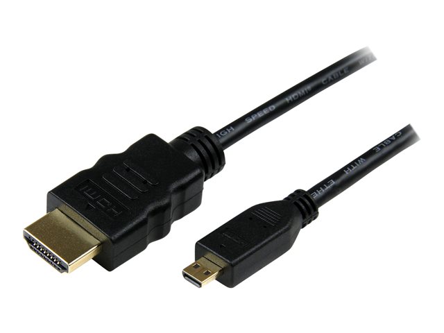 StarTech.com 3m High Speed HDMI® Cable with Ethernet - HDMI to HDMI Micro - M/M - 3 Meter HDMI (A) to HDMI Micro (D) Cable (HDADMM3M) - HDMI cable with Ethernet - HDMI male to 19 pin micro HDMI Type D male - 3 m - shielded - black