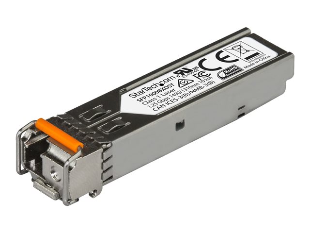 StarTech.com MSA Uncoded SFP Module, 1000BASE-BX, 1 Gigabit Ethernet Bi-Directional (BiDi) Fiber Single Strand SFP Transceiver (SMF), LC 10km , Mini GBIC Transceiver SFP Module, Downstream - Lifetime Warranty (SFP1000BXDST) - SFP (mini-GBIC) transceiver module - 1GbE - 1000Base-BX - LC single-mode - up to 10 km - 1310 (RX) / 1490 (TX) nm