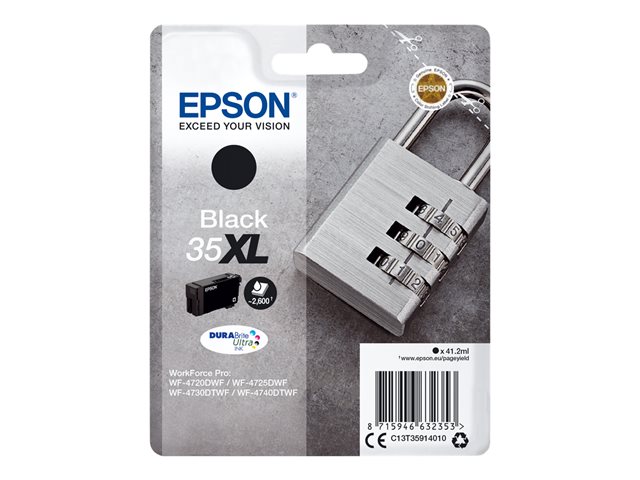 Epson 35XL - 41.2 ml - XL - black - original - ink cartridge - for WorkForce Pro WF-4720, WF-4720DWF, WF-4725DWF, WF-4730, WF-4730DTWF, WF-4740, WF-4740DTWF
