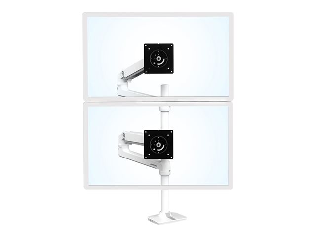 Ergotron LX - Mounting kit (dual stacking arm, tall pole) - for 2 LCD displays - aluminium - white - screen size: up to 40\" - desk-mountable
