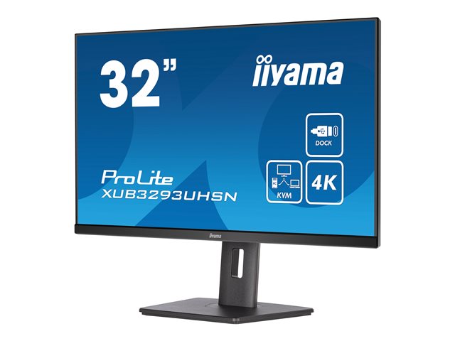 iiyama ProLite XUB3293UHSN-B5 - LED monitor - 32\" (31.5\" viewable) - 3840 x 2160 4K @ 60 Hz - IPS - 350 cd/m² - 1000:1 - 4 ms - HDMI, DisplayPort, USB-C - speakers - matte black