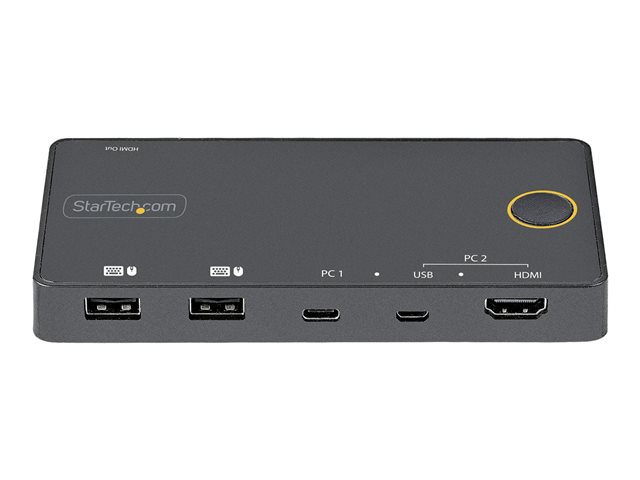 StarTech.com 2 Port Hybrid USB-A + HDMI & USB-C KVM Switch, Single 4K 60Hz HDMI 2.0 Monitor, Compact Desktop and/or Laptop HDMI KVM Switch, USB Bus Powered, Thunderbolt 3 Compatible - 2 Port HDMI KVM Switch (SV221HUC4K) - KVM / audio switch - 2 x KVM