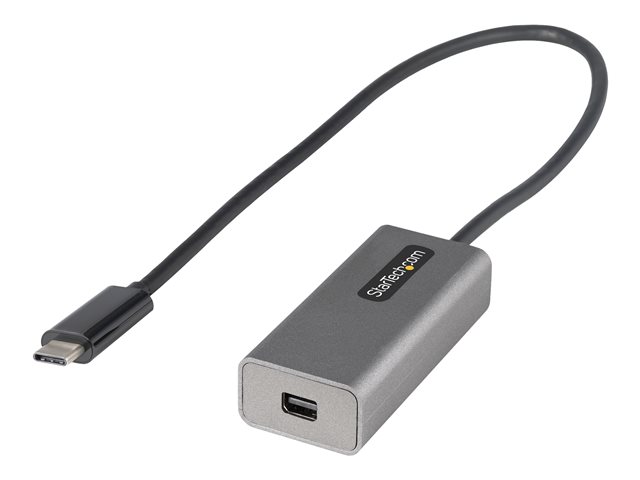 StarTech.com USB C to Mini DisplayPort Adapter, 4K 60Hz USB-C to mDP Adapter Dongle, USB Type-C to Mini DP Monitor/Display, Video Converter, Works w/ Thunderbolt 3, 12\" Long Attached Cable - DP Alt Mode, mDP 1.2 (CDP2MDPEC) - DisplayPort adapter - 24 pin USB-C (M) to Mini DisplayPort (F) - Displayport 1.2/Thunderbolt 3 - 30.6 cm - 4K60Hz (3840 x 2160) support - grey