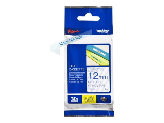 Brother TZe-133 - Blue on clear - Roll (1.2 cm x 8 m) 1 cassette(s) laminated tape - for Brother PT-P750, P950, P-Touch PT-E310, P-Touch Cube PT-P300, P-Touch Cube Pro PT-P910