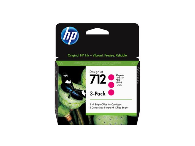HP 712 - 3-pack - 29 ml - magenta - original - DesignJet - ink cartridge - for DesignJet Studio, T210, T230, T250, T630, T650