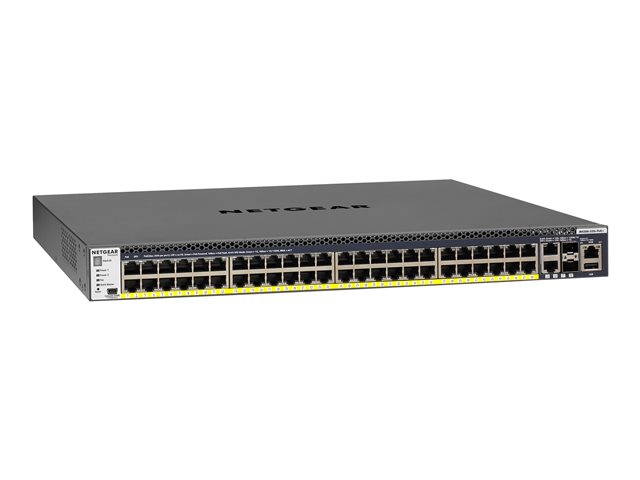 NETGEAR M4300-52G-PoE+ - Switch - L3 - Managed - 2 x 10/100/1000/10000 + 2 x 10 Gigabit SFP+ + 48 x 10/100/1000 (PoE+) - front to back airflow - rack-mountable - PoE+ (480 W)