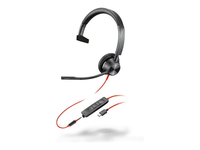 Poly Blackwire 3315 Monaural USB-C Headset +3.5mm Plug +USB-C/A Adapter - Replaces Poly SKU 213937-101